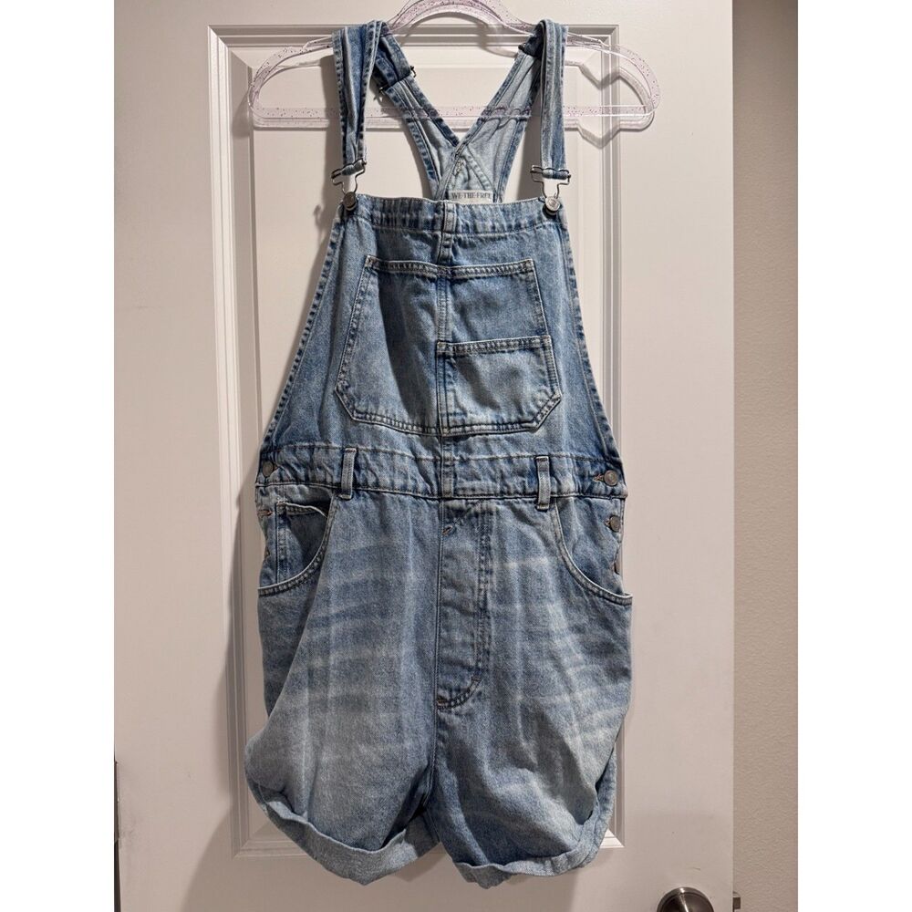 Free People We The Free Ziggy Shortalls XL Light Wash Denim Overalls